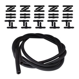 Riloer Universal Windshield Washer Hose Kit with 5m Hose and I-type/I-type/Y-type Connectors, Durable Rubber Car Washer Hose for Windscreen Window Glass Cleanning, Black