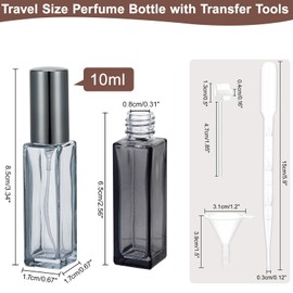 Beomeen 10ML Perfume Travel Refillable Spray Bottles 5Pcs Set, Mini Multicolour Glass Perfume Bottle Empty, Portable Cologne Dispenser Atomizer Sprayer, Square Shaped Travel Size Refill Bottles Kit