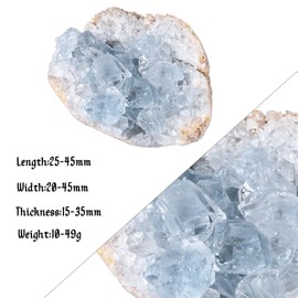SUNYIK Natural Raw Celestite Crystal Cluster Geode, Irregular Blue Celestite Raw Crystal Mineral Specimens for Reiki Healing Home Office Desktop Decoration 2.1x0.7x0.5(10-50g)