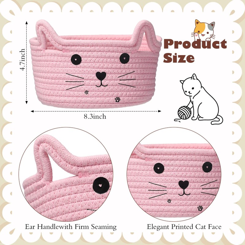 Zopeal - Cestino portaoggetti a forma di gatto con orecchie,