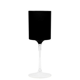 EcoQuality Black Plastic Wine Glasses with Clear Stem - 9 oz Wine Glass, Disposable Shatterproof Wine Goblets, Reusable, Elegant Drink Cup Tumbler, Weddings, Party, Dinner, Baby Showers (5)