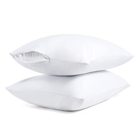 Cotton Pillow Protectors/Cases Standard Size with Zipper 2 Pack White Color,Cooling & Breathable Bed Pillow Protectors Set of 2 Pillow Cases Cover (Standard Size 20" x 26")