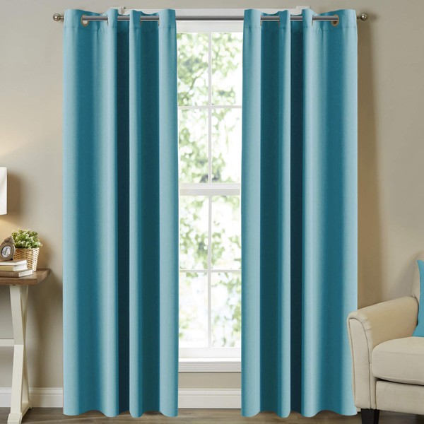 Solid Grommet Thermal Insulated Blackout Curtains for Living Room/Patio, Noise