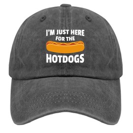I'm JUST HERE for The Hotdogs Hats for Men Baseball Caps Trendy Washed Workout Hats Light Weight, Pigment Black, One Size