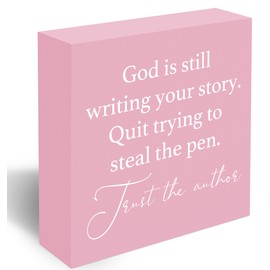 God Is Still Writing Your Story Sign, Prayer Room Bible Verse Christian Decor Wooden Sign Decoration For Home Office, Inspirational Signs Shelf Table Decor -D27