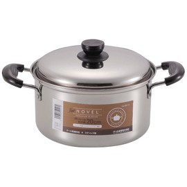Pearl Metal HB-117 Double Handed Pot, 7.9 inches (20 cm), Pot Lid Included, Induction Compatible, Stainless Steel, New Novel, Silver
