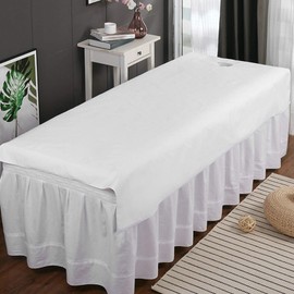 Reusable Spa Massage Bed Sheet, Soft Comfortable Massage Bed Sheet with Face Hole Beauty Massage SPA Couch Cover Waterproof (white)