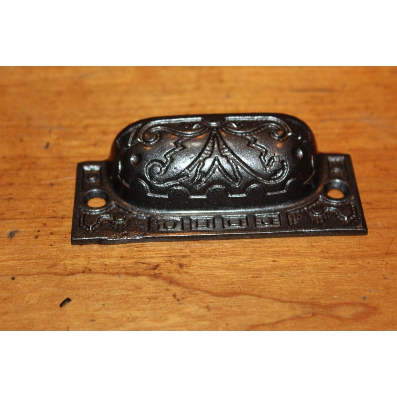 Antique Victorian Cast Iron Detailed 3" Bin Apothecary Cupboard Drawer