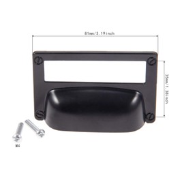 dophee 6Pcs Label Holder Pull Handles, Oil Rubbed Black Drawer Pulls, Vintage Decorative Cabinet Knobs with Screws for Cupboard Drawers Dresser File Case Apothecary Bookcase, 3.19"x2.05"