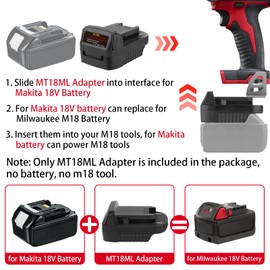 MT18ML Battery Adapter for Makita to for Milwaukee, TEPULAS for Makita 18V Battery Adapter Converter to for Milwaukee M18 18V Power Tools (Adapter Only)
