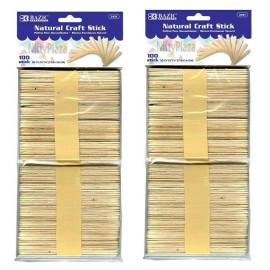 Bazic 200 Pcs Natural Wood Craft Sticks Light Natural Colored School, Home, Office