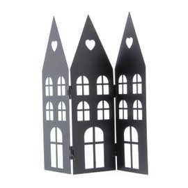 Festive Productions Metal Black Panel House with Cut-Out Windows - Tabletop Christmas Decoration - 22cm - Christmas Decoration For Home - Gift Idea for Christmas