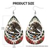 KOSUES Mexico Mexican Eagle Art Flag Faux Leather Teardrop Earrings