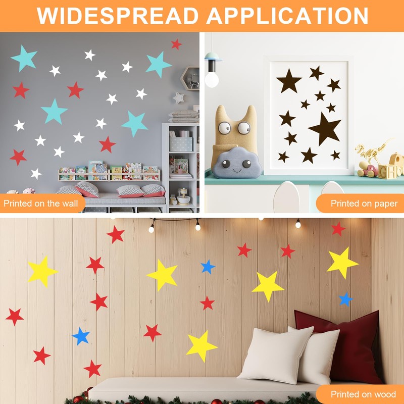 Large Star Stencil Set, 8 PCS Reusable Plastic Templates in