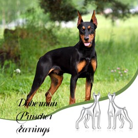Dog Stud Earrings 925 Sterling Silver-Cute Puppy Dog Stud Earrings for Women-Hypoallergenic Dog Earring Jewelry Gifts for Young Ones (Doberman Pinscher Dog)