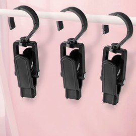 Jiozermi 10 PCS Laundry Hooks Clip, Plastic Clothes Pins, Super Strong Hanger Clips, Swivel Hooks Clip for Clothing Store Home Office & Workshop, Black