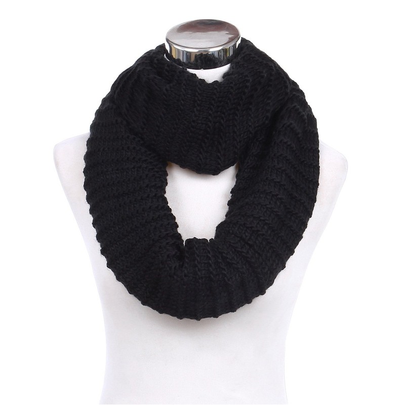 TrendsBlue Premium Solid Chunky Ribbed Knit Warm Infinity Loop Scarf,