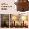 Scenekoy Wood Table Lamp Set of 2, 3-Way Dimmable Table