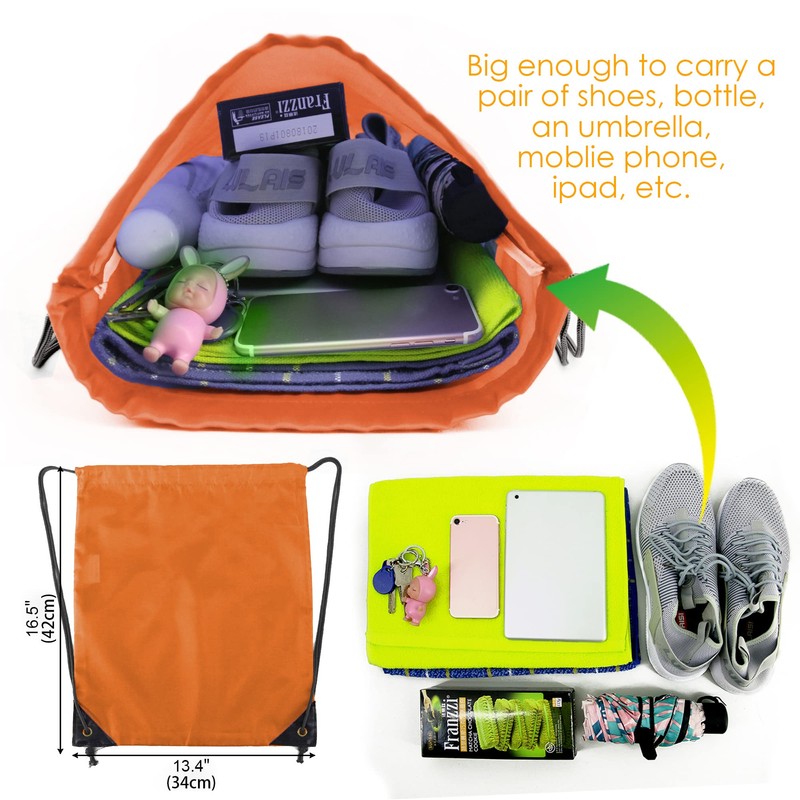 BeeGreen 50 Pack Orange Drawstring Backpack Drawstring Bags Bulk DIY