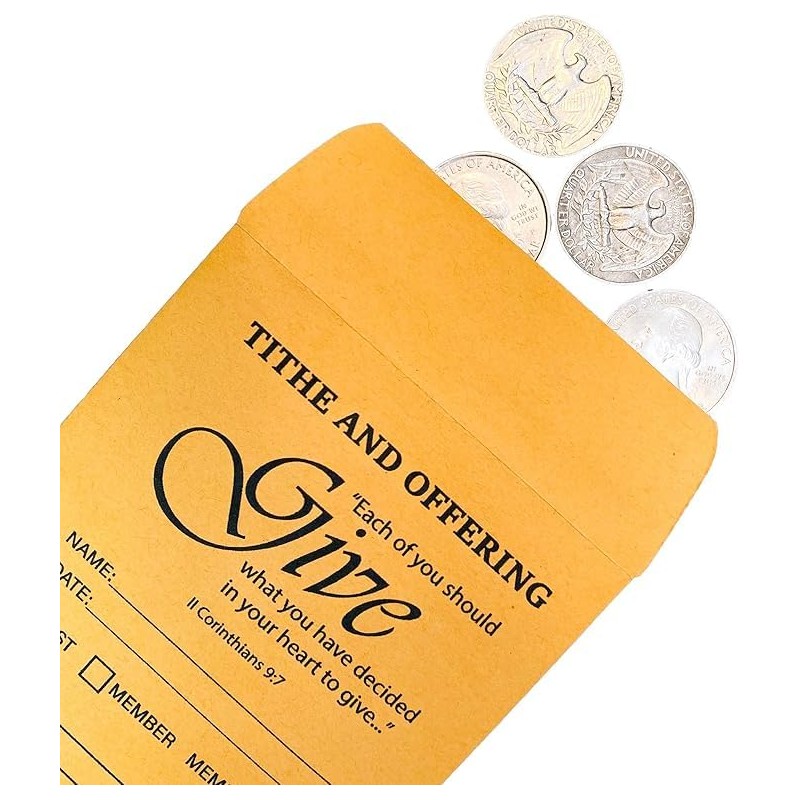 Coin Envelope, Tithe and Offering Envelopes for Church (Package of