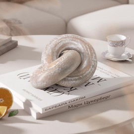 Farmhouse Wood Knot Decor for Coffee Table – Wooden Chain 2-Link Decor for Book Shelf, Side Table & Living Room Furniture – Room Accessories for Home (Natural Wood)