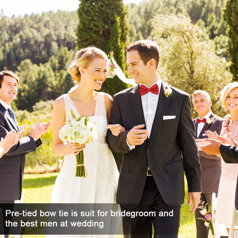 URAQT Men's Bow Tie, Classic Solid Color Pre-Tied Bow Tie
