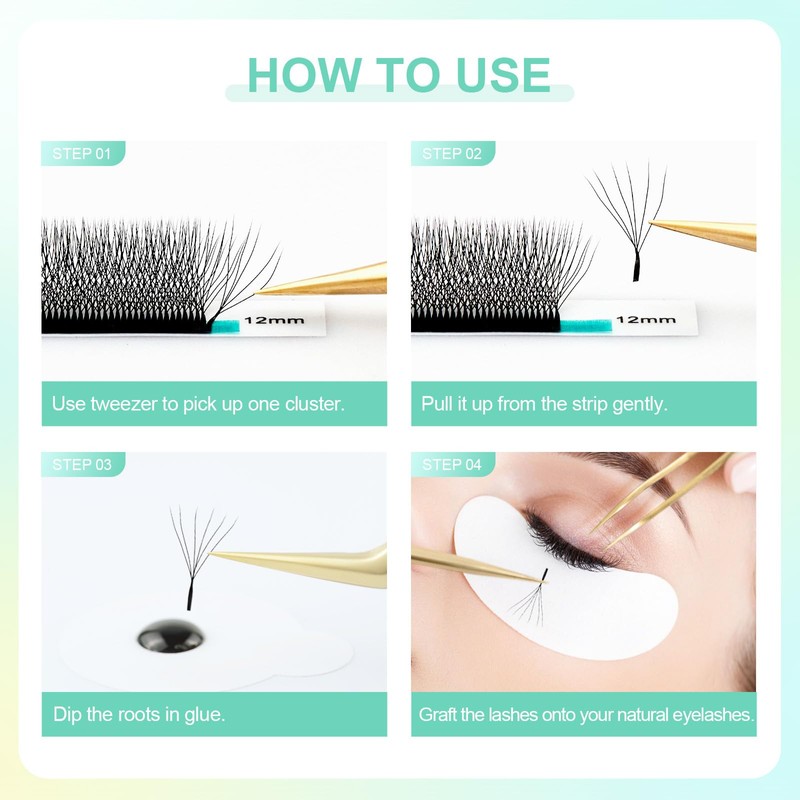 NAGARAKU 6D Lashes, W Shape Eyelash Extensions 0.07mm D Curl