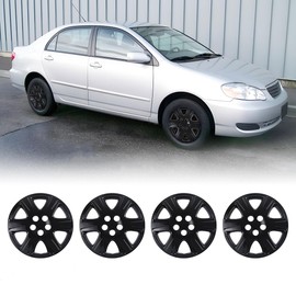 AUTOWIKI 15 Inch Hubcaps Set of 4 Compatible for Toyota Corolla 2005-2008 Black Wheel Rim Cover, Wheel Hubcaps PP Material Hub Cap Snap On Replacement fit for 05-08 Corolla