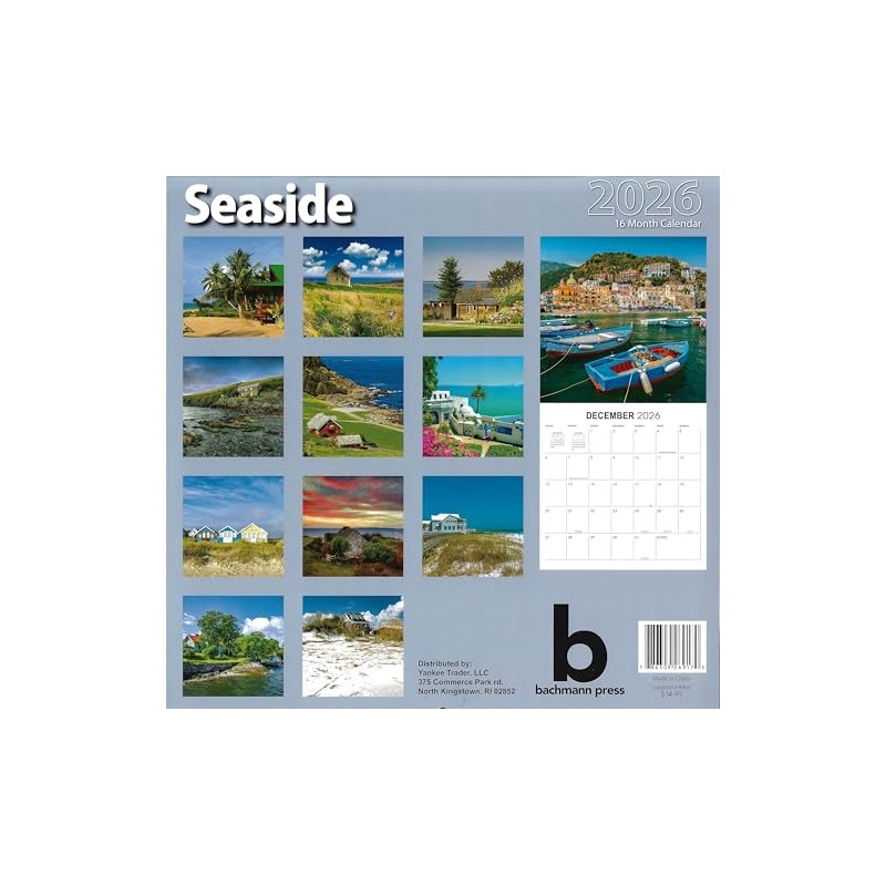 2026 Seaside Full Size Wall Calendar for Planning, Scheduling, and