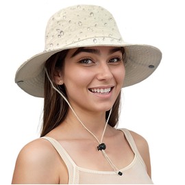 Lanzom Sun Hat for Women Men Wide Brim Waterproof Hiking Hat Foldable Hat for Fishing Gardening Camping Beach (US, Alpha, Large, X-Large, Beige)