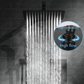 SR SUN RISE Matte Black Shower Faucet System Set 8" Rainfall Head w/Mixer Valve