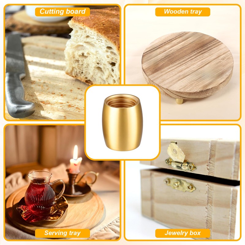 QfwdfcTrenz 4PCS Brass Wood Cutting Board Feet Mini Cabinet Leg