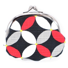 Round Coin Purse, Cloisonne, Red, Black, Made in Japan, Black, Approx. 4.1 x 4.7 x 1.2 inches (10.5 x 12 x 3 cm)