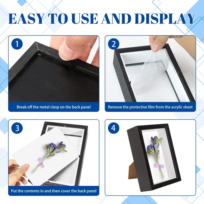 VOKOY 5 Pack 4" x 6" Shadow Box Frame, Small