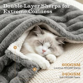 Cat Blanket for Indoor Cats, Soft Rabbit Fur Kitten Blanket 21x17 Grey