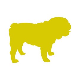 English Bulldog Sticker - Decal - Die Cut - Dog Canine pet - Gold 1.50" x 1.35"