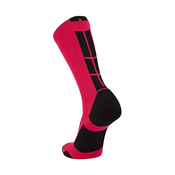 TCK Baseline 3.0 Athletic Crew Socks (Scarlet/Black, Medium)