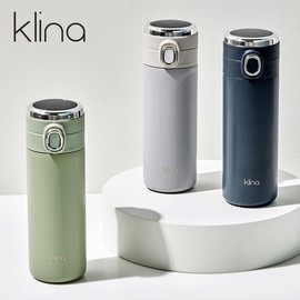 CLINA (set of 2) CLINA Edge Smart Temperature Display One-Touch Tumbler Insulated Cold Bottle 420ml, 2 Khaki / 클리나 (2개세트)클리나 엣지 스마트 온도표시 원터치 텀블러 보온보냉병 420ml, 카키 2개