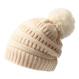 Wool Ball Woolen hat Women's Autumn and Winter Fashion Fried Dough Twists Knitting hat Big Head Circumference Thickened Thermal Cap (AU, Alpha, One Size, Apricot)