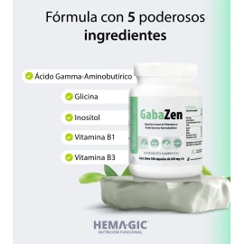 Hemagic Gabazen Gaba Glicina Inositol Vitamina B1 B3 100 Cap Sin Sabor