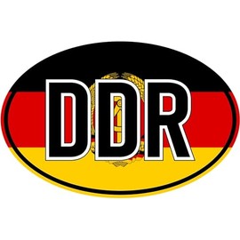 Dykgraaf DDR Sticker Black Red Gold Country Number Plate Germany Sticker Car Motorcycle Truck Boat Trailer East Germany Ossi ONostalgia