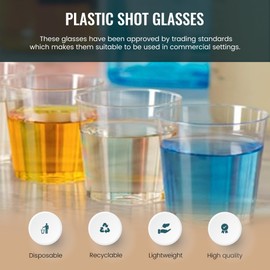 We Can Source It Ltd - CE Marked Measuring Cup Shot Glasses - 25ml to Brim Reusable Plastic Shot Glasses - Pack of 1000 Disposable Shot Glasses