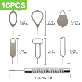 ZukoCert 16 Pieces SIM Card Removal Tool Set, Multi-Functional SIM Ejector Tool, SIM Card Pin, Phone SD Card Removal Tool Key, Universal for Smartphone