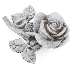 com-four® 2 x Grave Decoration Rose - Memorial Stone in the Shape of a Rose Petal with Leaves and Stems - Weatherproof Grave Decoration - Mourning Stone (1 Pair - Roses)