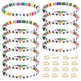 SREBIWO Pack of 12 JGA Bracelets Women, JGA Accessories Women for Stag Party, Team Bride Bracelets and Tattoo Stickers, JGA Decorative Bride for Dating, Wedding, Companion Gift (A)