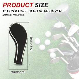 PATIKIL Golf Club Head Cover, 12 Pcs Number Golf Club Irons Covers Neoprene Driver Headcover Golf Lovers Gifts for Men Women, Black/White