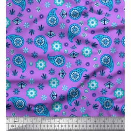 Soimoi Purple Rayon Fabric Floral & Paisley Fabric Prints by Yard 56 Inch Wide