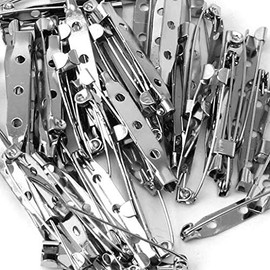 20 x Silver 45mm Metal Brooch Pins for Jewellery Making and Crafts
