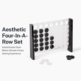Unique Four in a Row - Acrylic 4 in a Row Game - Board Game Decor - Coffee Table Games - 2 Player Board Games for Family - Connect The Four Pieces Game - Classic Strategy Family Game (Black and White)