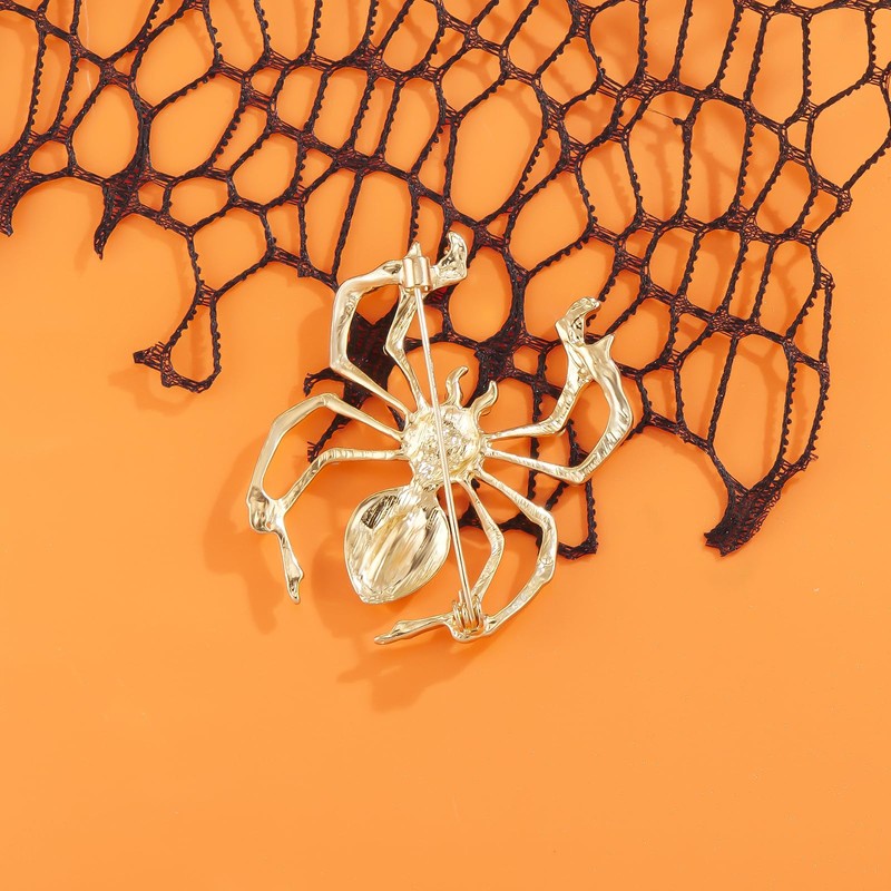 YOQUCOL Golden Spider Shape Brooch Pins for Women Black Cubic